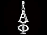 Alpha Phi Synthetic Diamond Sorority Lavalier Necklace Sterling Silver - DKGifts.com
