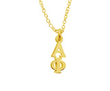 Alpha Phi Greek Sorority Lavalier Pendant Drop Charm Chain Necklace Gold Filled